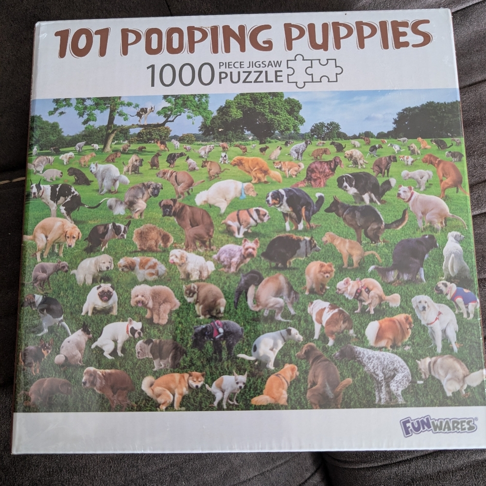101 Pooping Puppies 1000 Piece Jigsaw Puzzle Gag Gift Silly Fun Wares UT brand